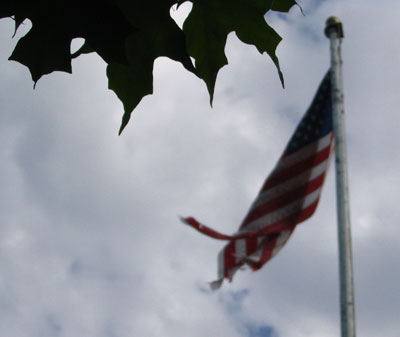 tattered flag at Battleground National Cemetery